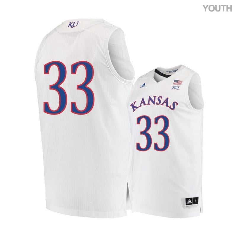 Youth 33 David Mccormack White Kansas Jayhawks Basketball Jersey
