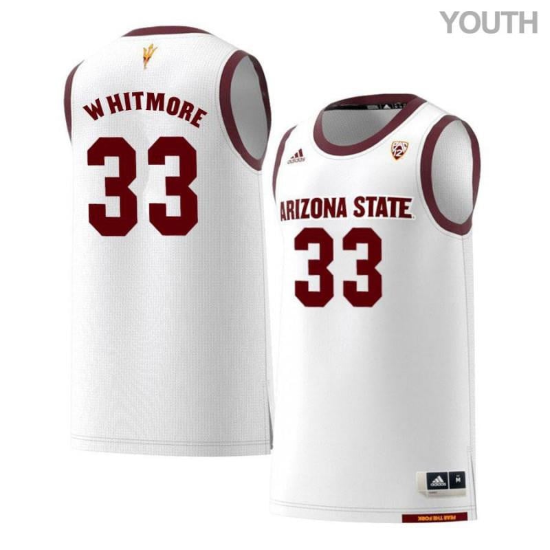 Youth 33 David Whitmore White Retro Arizona State Sun Devils Basketball Jersey