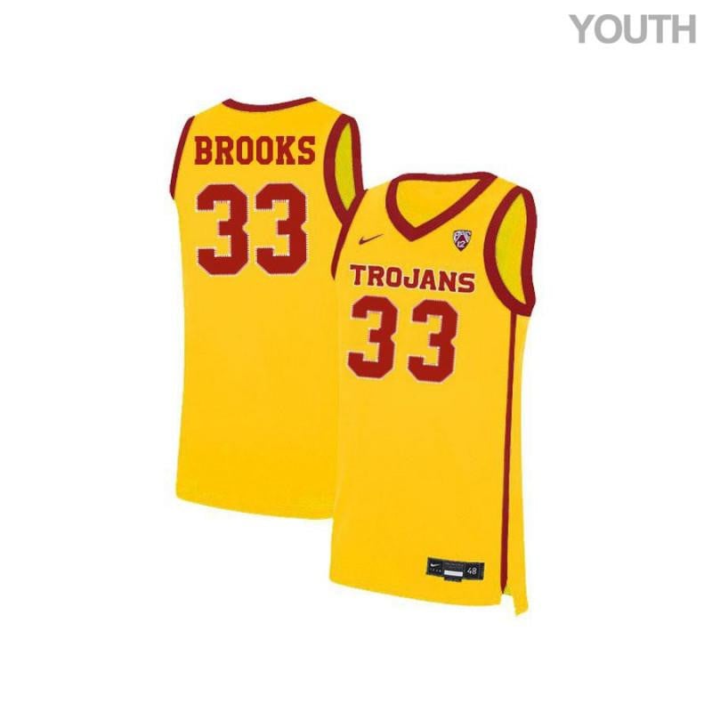 Youth 33 Jraan Brooks Yellow Elite Usc Trojans Basketball Jersey
