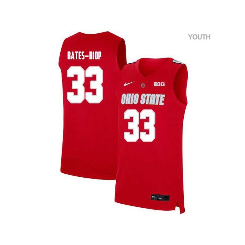 Youth 33 Keita Bates Diop Elite Red Ohio State Buckeyes Basketball Jersey