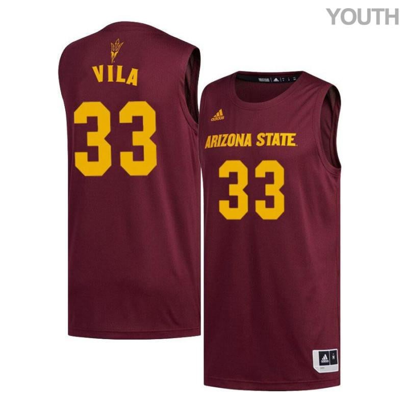 Youth 33 Ramon Vila Maroon Arizona State Sun Devils Basketball Jersey