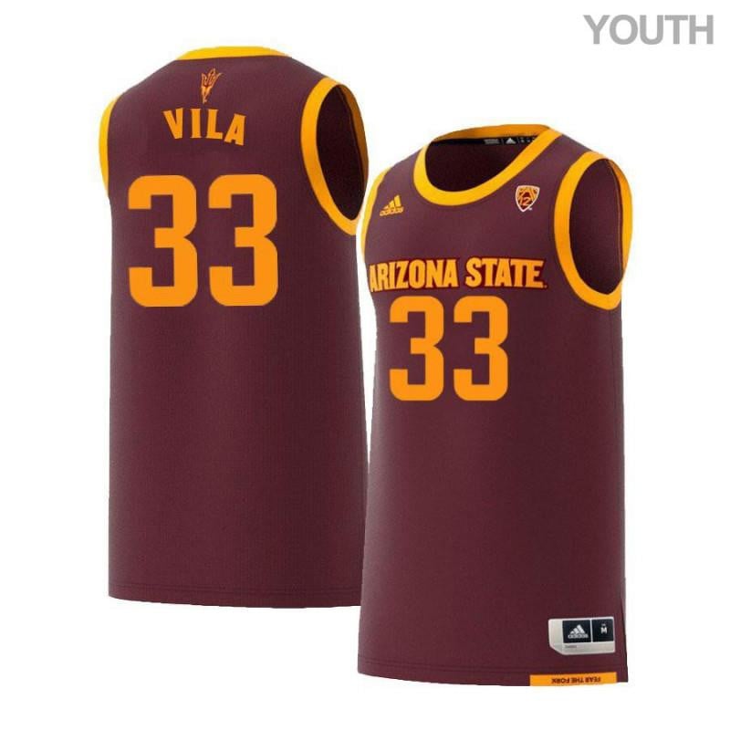 Youth 33 Ramon Vila Maroon Retro Arizona State Sun Devils Basketball Jersey