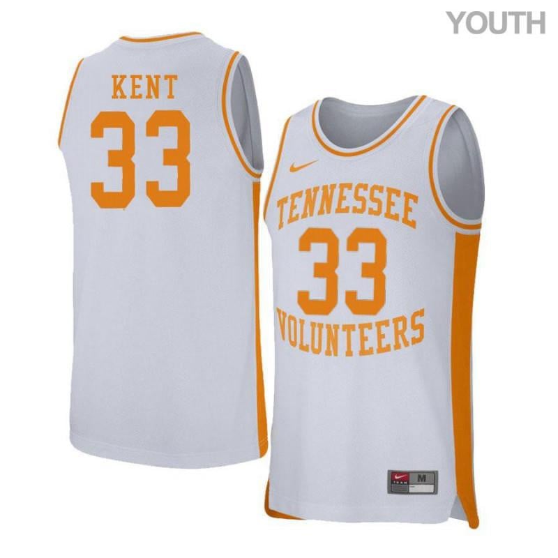 Youth 33 Zach Kent White Retro Elite Tennessee Volunteers Basketball Jersey