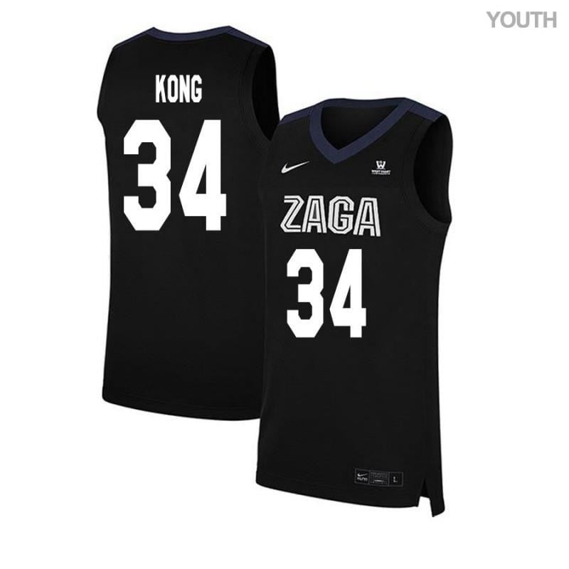 Youth 34 Bol Kong Black Elite Gonzaga Bulldogs Basketball Jersey