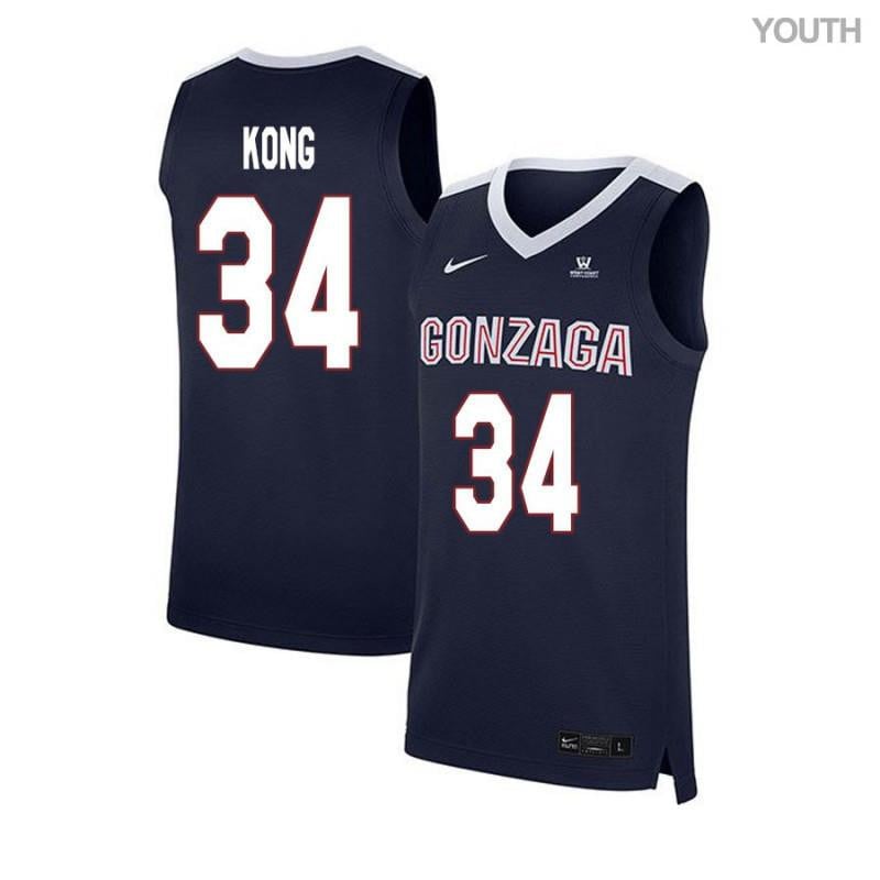 Youth 34 Bol Kong Navy Elite Gonzaga Bulldogs Basketball Jersey