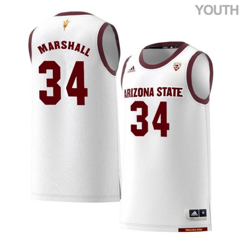Youth 34 Jermaine Marshall White Retro Arizona State Sun Devils Basketball Jersey