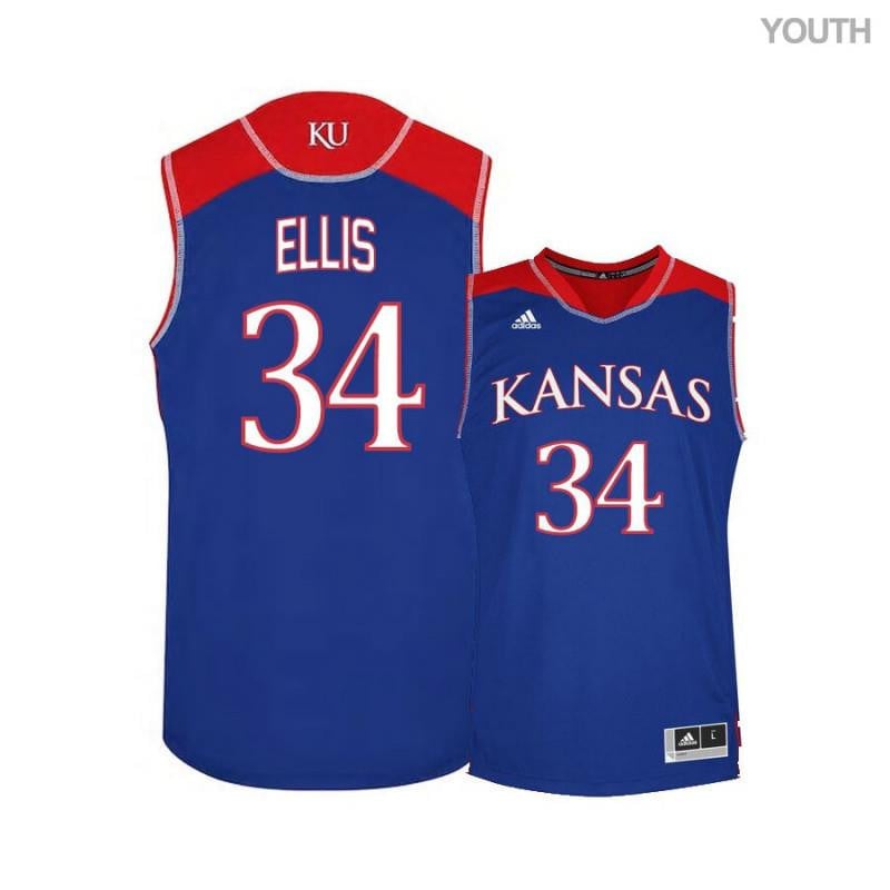 Youth 34 Perry Ellis Blue Kansas Jayhawks Basketball Jersey
