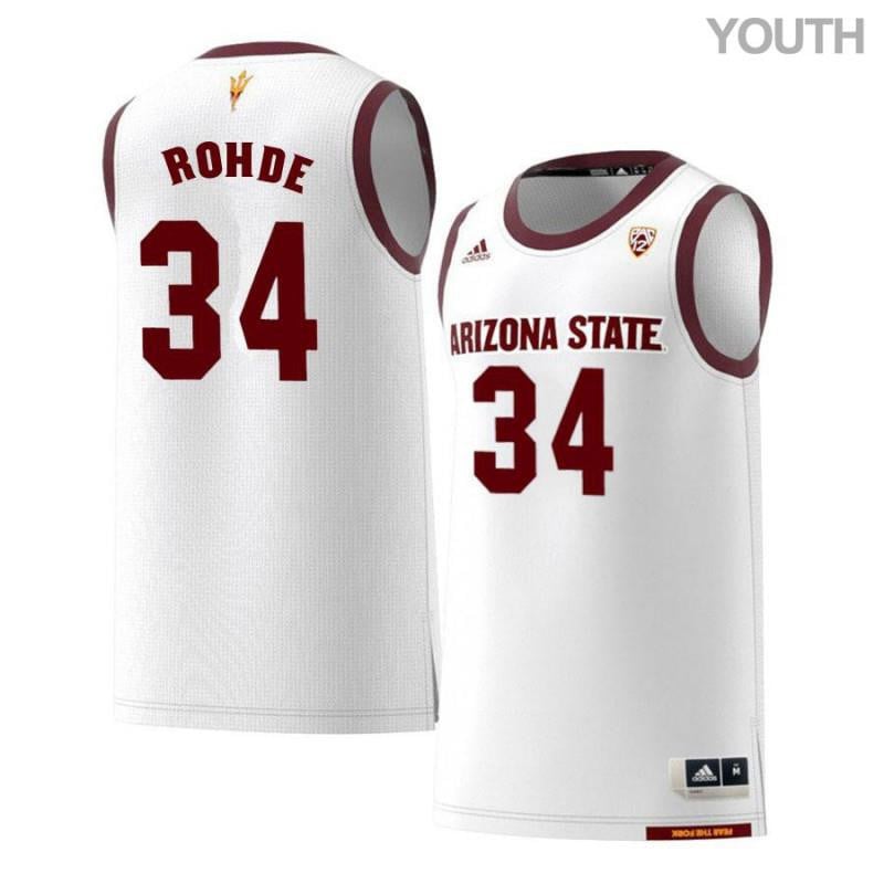 Youth 34 Taylor Rohde White Retro Arizona State Sun Devils Basketball Jersey