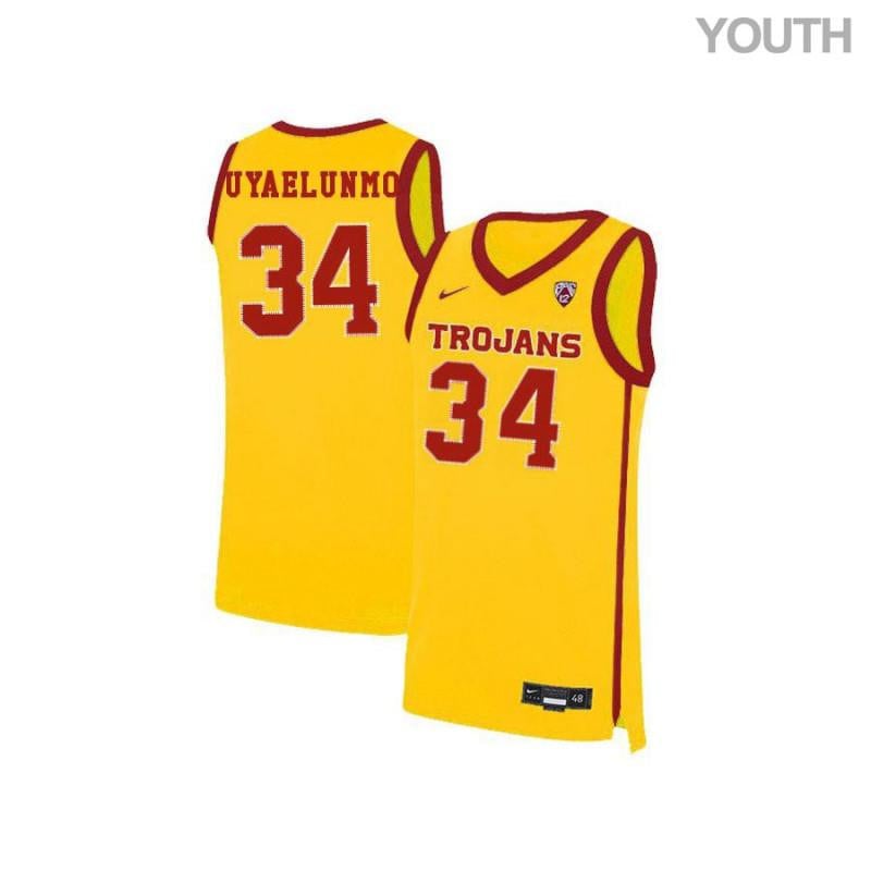 Youth 34 Victor Uyaelunmo Yellow Elite Usc Trojans Basketball Jersey