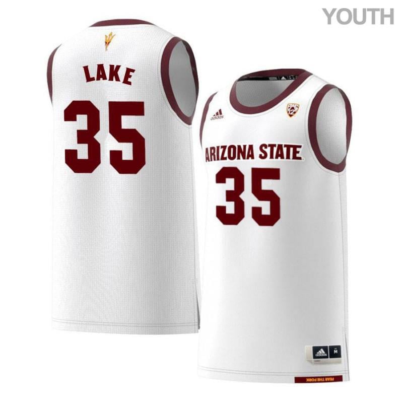 Youth 35 Dequon Lake White Retro Arizona State Sun Devils Basketball Jersey