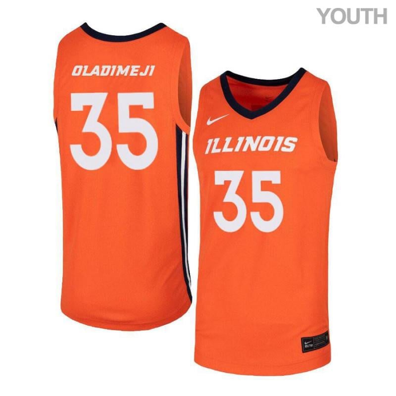 Youth 35 Samson Oladimeji Orange Elite Illinois Fighting Illini Basketball Jersey