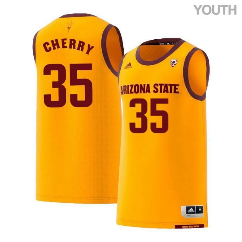 Youth 35 Taeshon Cherry Yellow Retro Arizona State Sun Devils Basketball Jersey