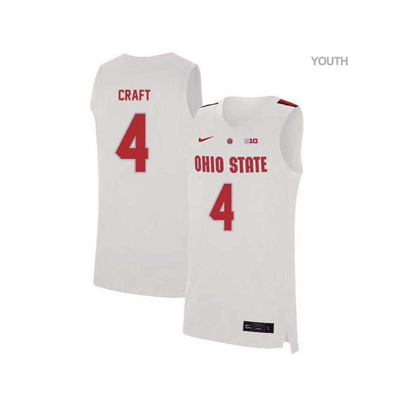 Youth 4 Aaron Craft White Elite Ohio State Buckeyes Basketball Jersey