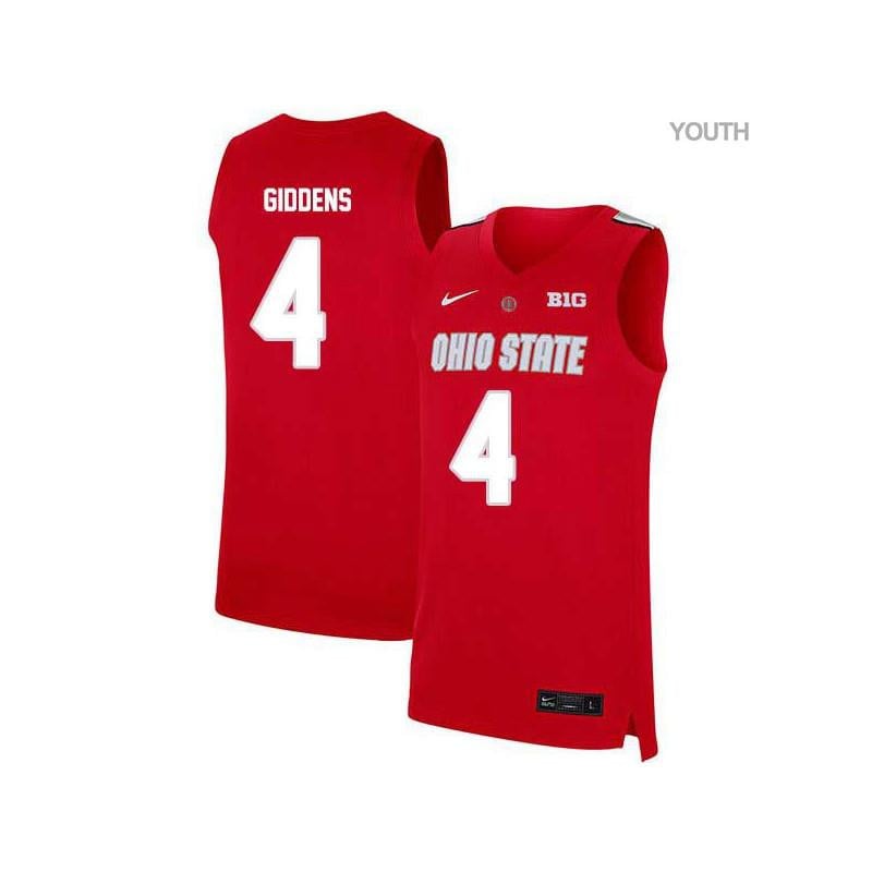 Youth 4 Daniel Giddens Red Elite Ohio State Buckeyes Basketball Jersey