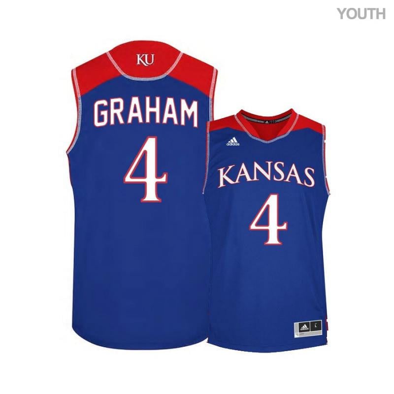 Youth 4 Devonte Graham Blue Kansas Jayhawks Basketball Jersey