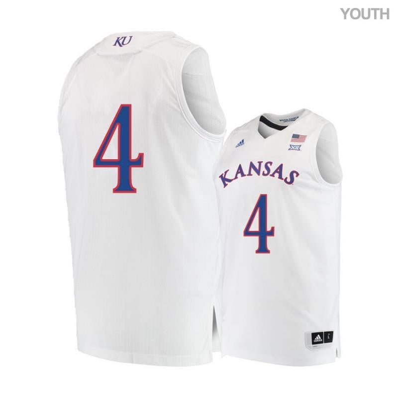 Youth 4 Devonte Graham White Kansas Jayhawks Basketball Jersey