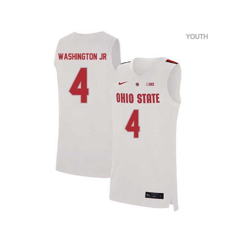 Youth 4 Duane Washington Jr White Elite Ohio State Buckeyes Basketball Jersey