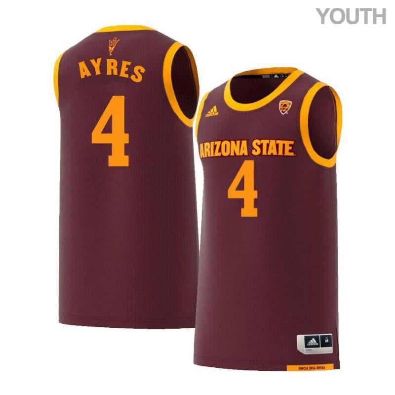 Youth 4 Jeff Ayres Maroon Retro Arizona State Sun Devils Basketball Jersey