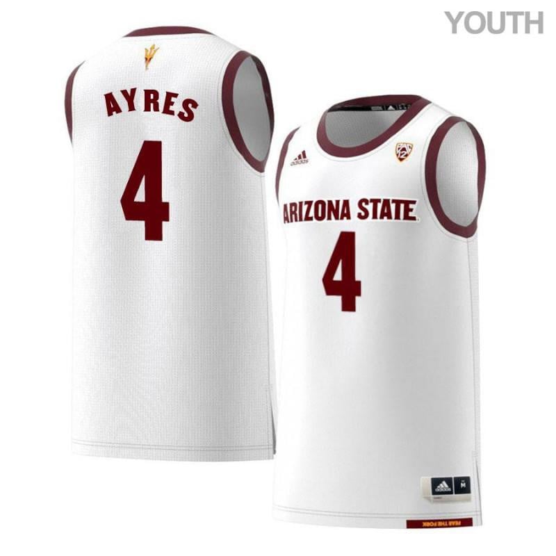 Youth 4 Jeff Ayres White Retro Arizona State Sun Devils Basketball Jersey