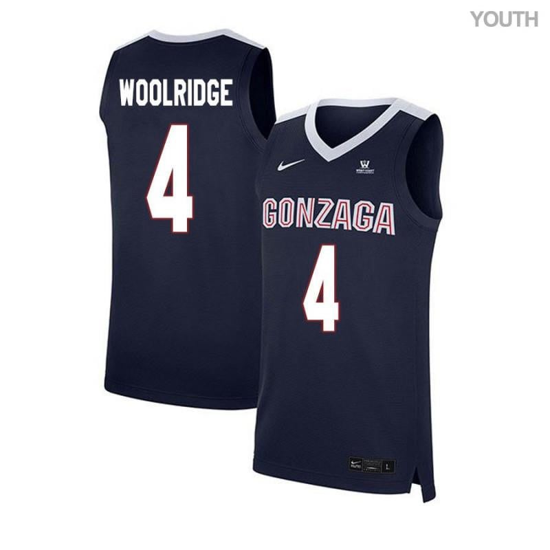 Youth 4 Ryan Woolridge Navy Elite Gonzaga Bulldogs Basketball Jersey