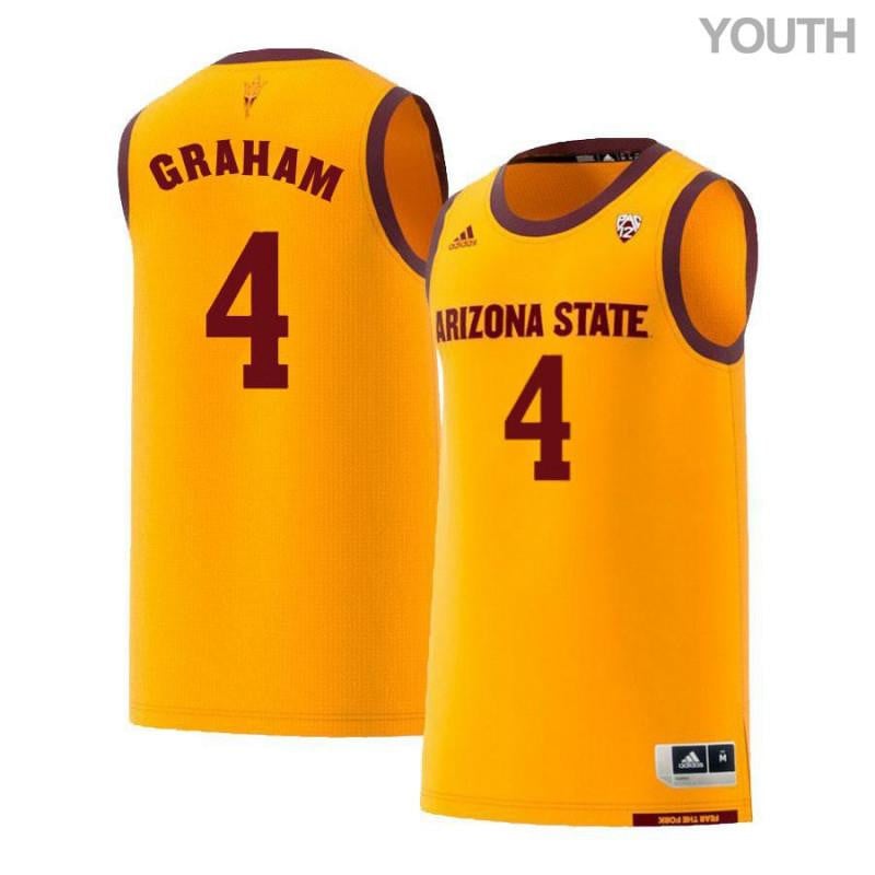Youth 4 Torian Graham Yellow Retro Arizona State Sun Devils Basketball Jersey