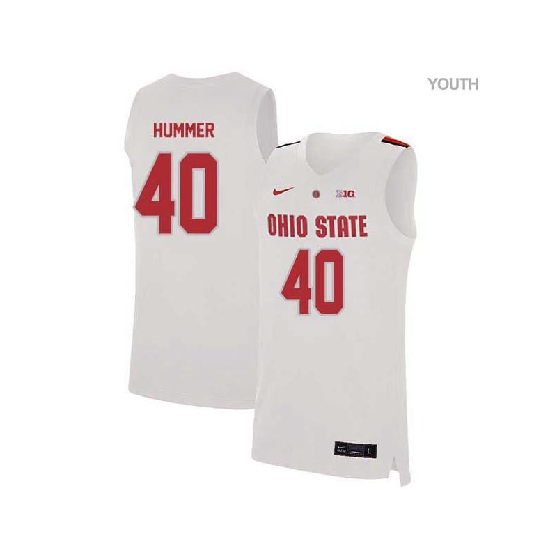 Youth 40 Danny Hummer White Elite Ohio State Buckeyes Basketball Jersey