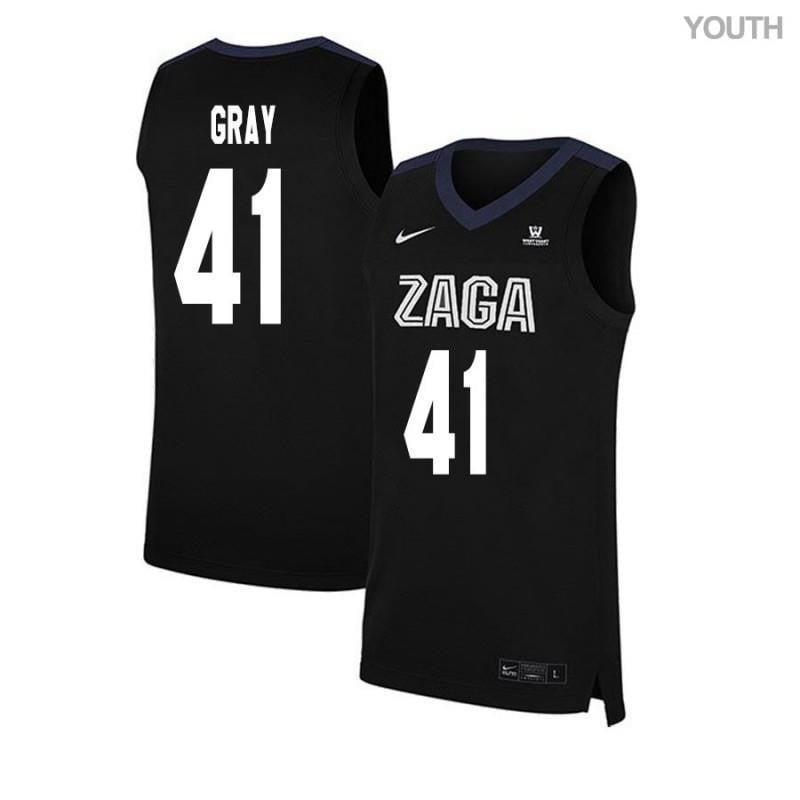 Youth 41 Steven Gray Black Elite Gonzaga Bulldogs Basketball Jersey
