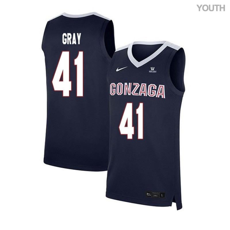 Youth 41 Steven Gray Navy Elite Gonzaga Bulldogs Basketball Jersey