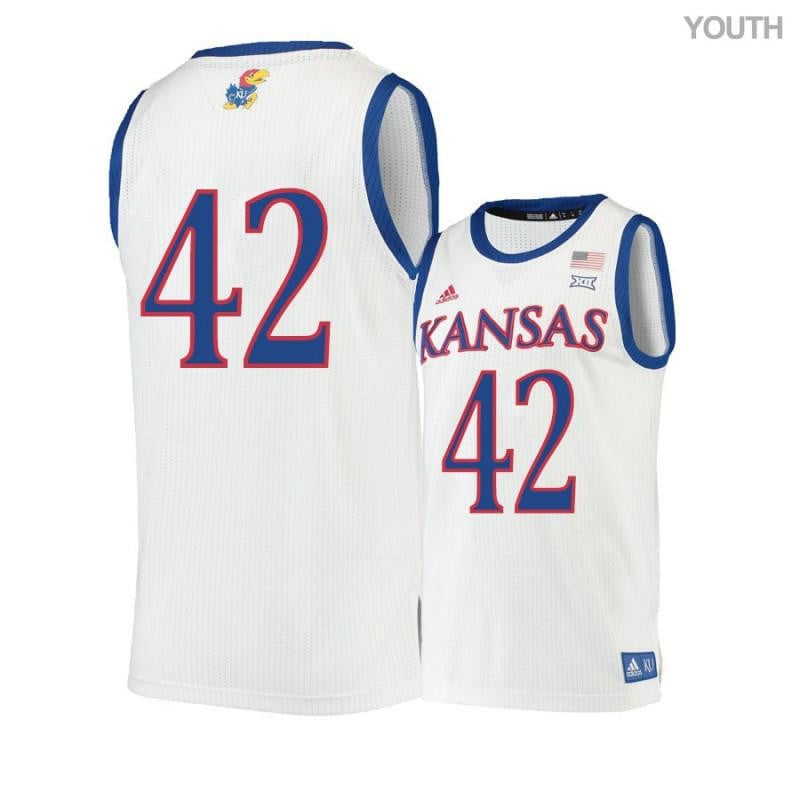Youth 42 Hunter Mickelson Beige Kansas Jayhawks Basketball Jersey