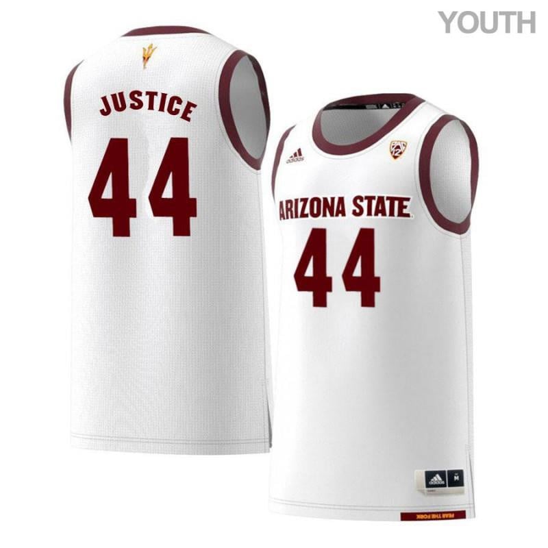Youth 44 Kodi Justice White Retro Arizona State Sun Devils Basketball Jersey