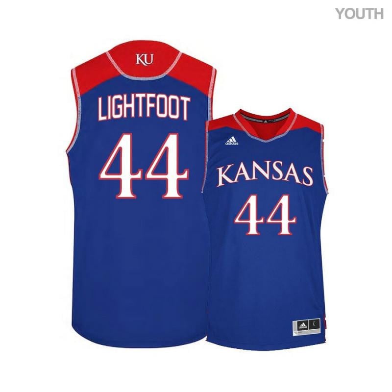 Youth 44 Mitch Lightfoot Blue Kansas Jayhawks Basketball Jersey