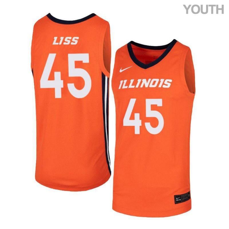 Youth 45 Cameron Liss Orange Elite Illinois Fighting Illini Basketball Jersey