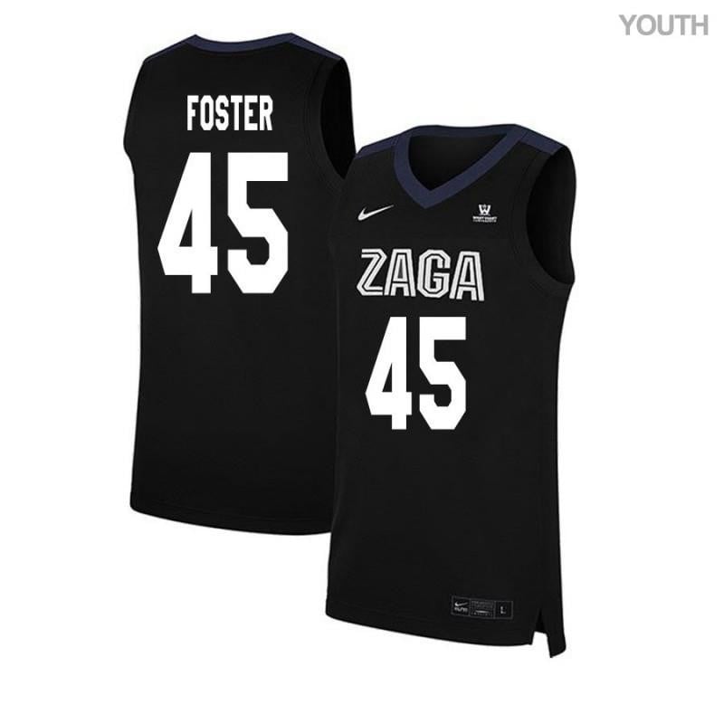 Youth 45 Will Foster Black Elite Gonzaga Bulldogs Basketball Jersey