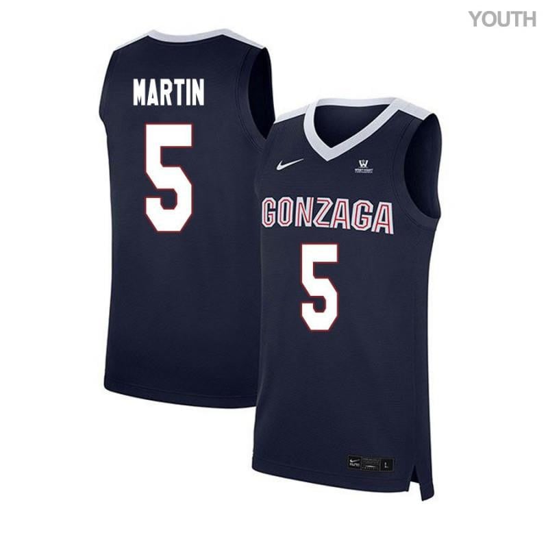 Youth 5 Alex Martin Navy Elite Gonzaga Bulldogs Basketball Jersey