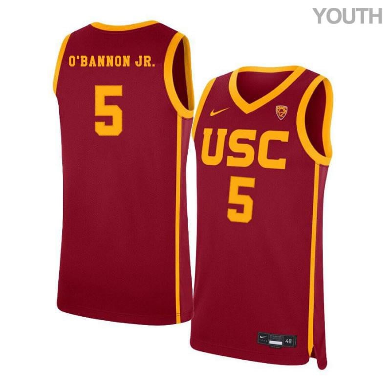 Youth 5 Charles Obannon Jr Red Elite Usc Trojans Basketball Jersey