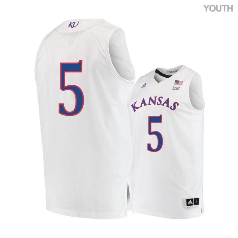 Youth 5 Evan Manning White Kansas Jayhawks Basketball Jersey
