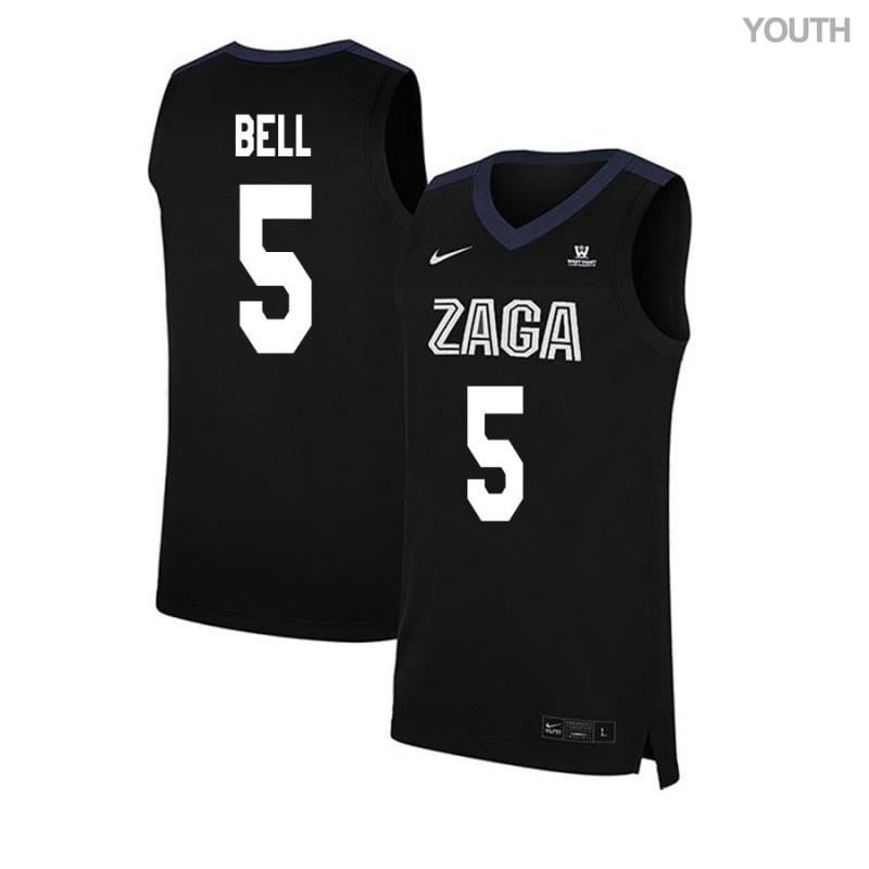Youth 5 Gary Bell Black Elite Gonzaga Bulldogs Basketball Jersey