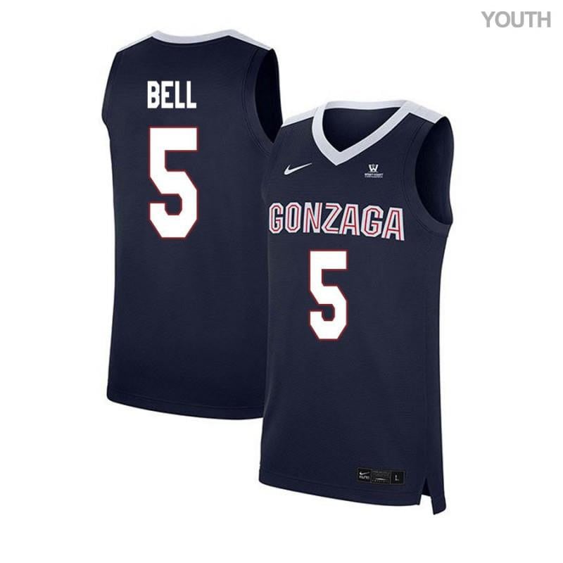 Youth 5 Gary Bell Navy Elite Gonzaga Bulldogs Basketball Jersey