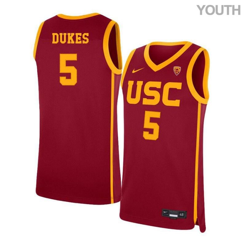 Youth 5 Kahlil Dukes Red Elite Usc Trojans Basketball Jersey