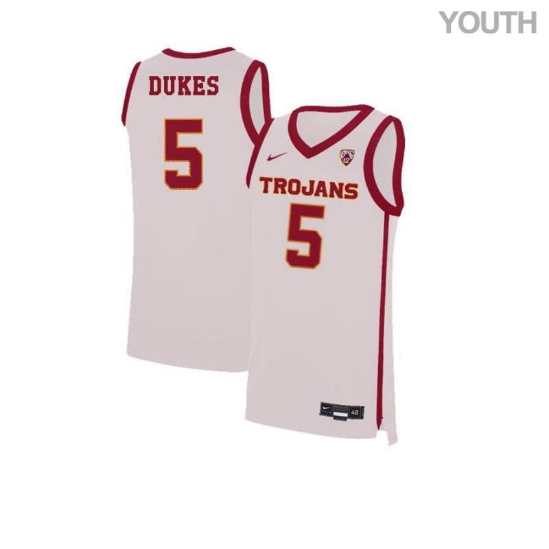 Youth 5 Kahlil Dukes White Elite Usc Trojans Basketball Jersey