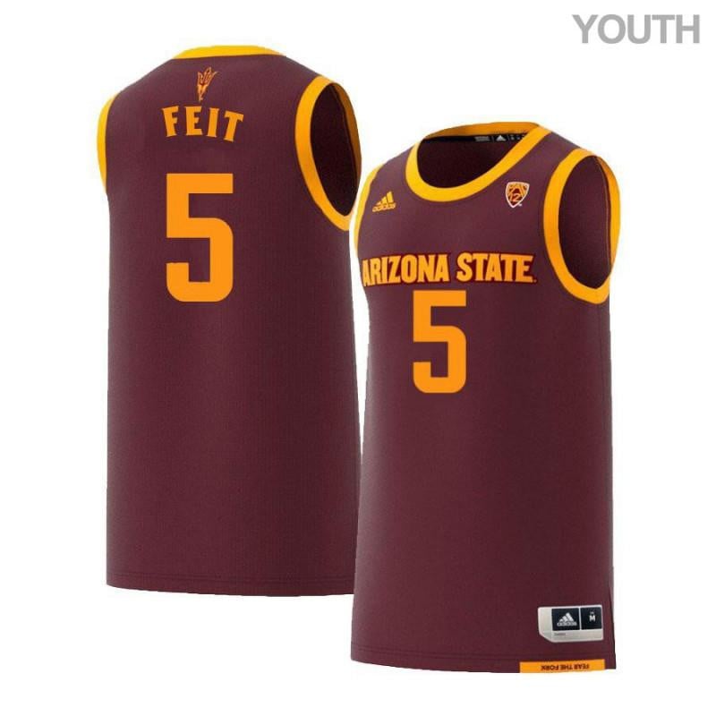 Youth 5 Kyle Feit Maroon Retro Arizona State Sun Devils Basketball Jersey