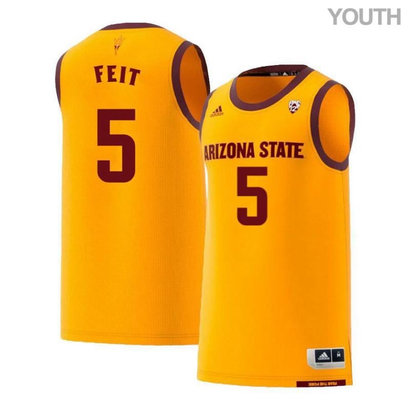 Youth 5 Kyle Feit Yellow Retro Arizona State Sun Devils Basketball Jersey