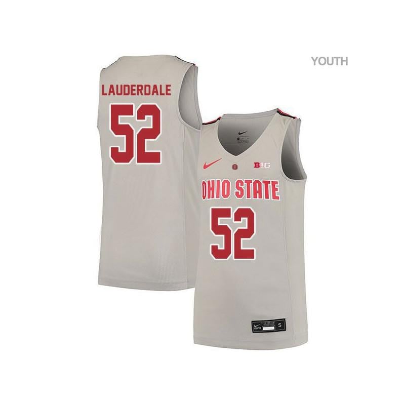 Youth 52 Dallas Lauderdale Gray Elite Ohio State Buckeyes Basketball Jersey