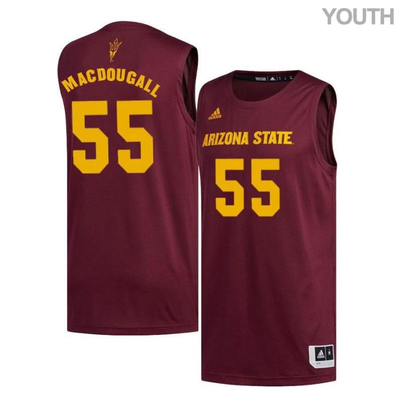 Youth 55 Connor Macdougall Maroon Arizona State Sun Devils Basketball Jersey