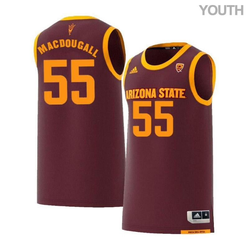 Youth 55 Connor Macdougall Maroon Retro Arizona State Sun Devils Basketball Jersey