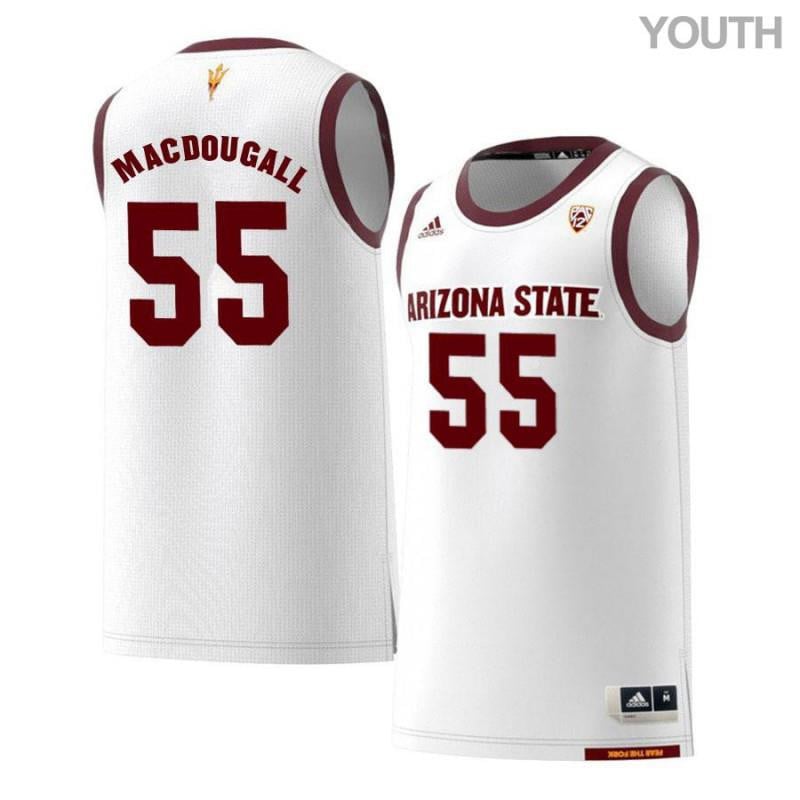 Youth 55 Connor Macdougall White Retro Arizona State Sun Devils Basketball Jersey