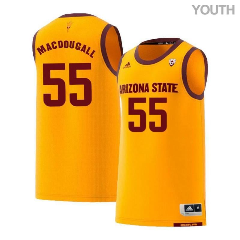 Youth 55 Connor Macdougall Yellow Retro Arizona State Sun Devils Basketball Jersey