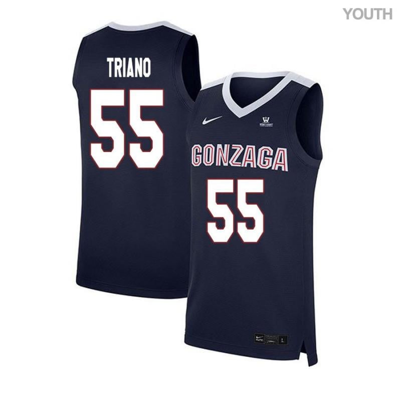 Youth 55 Dustin Triano Navy Elite Gonzaga Bulldogs Basketball Jersey