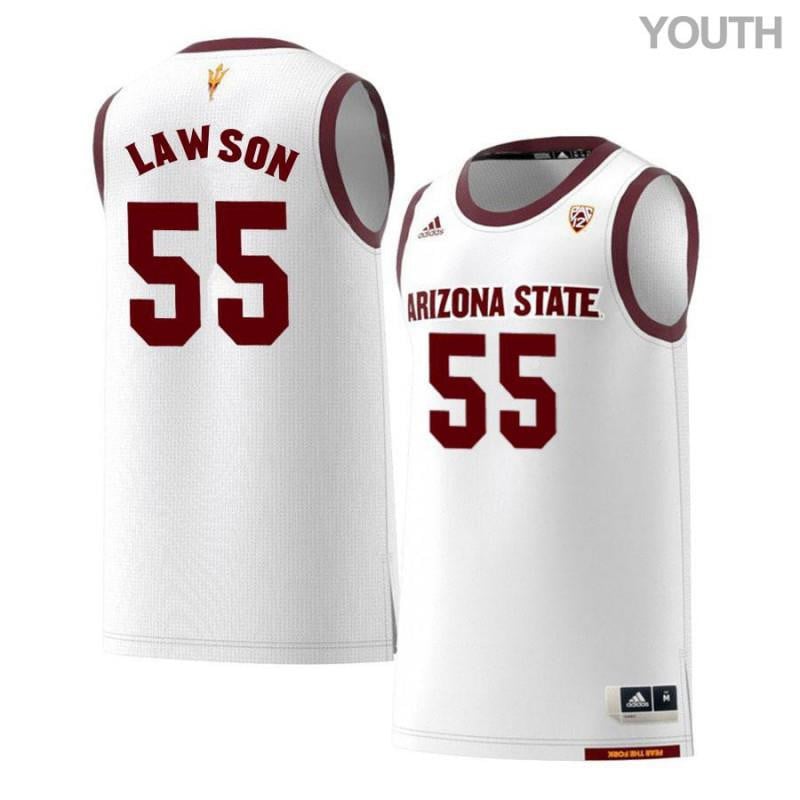 Youth 55 Shazier Lawson White Retro Arizona State Sun Devils Basketball Jersey