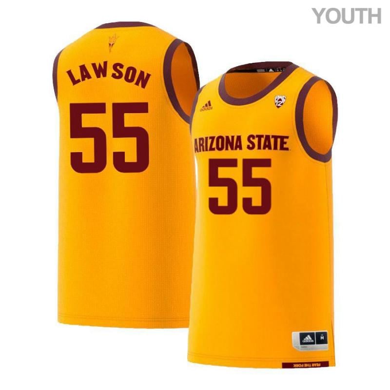 Youth 55 Shazier Lawson Yellow Retro Arizona State Sun Devils Basketball Jersey